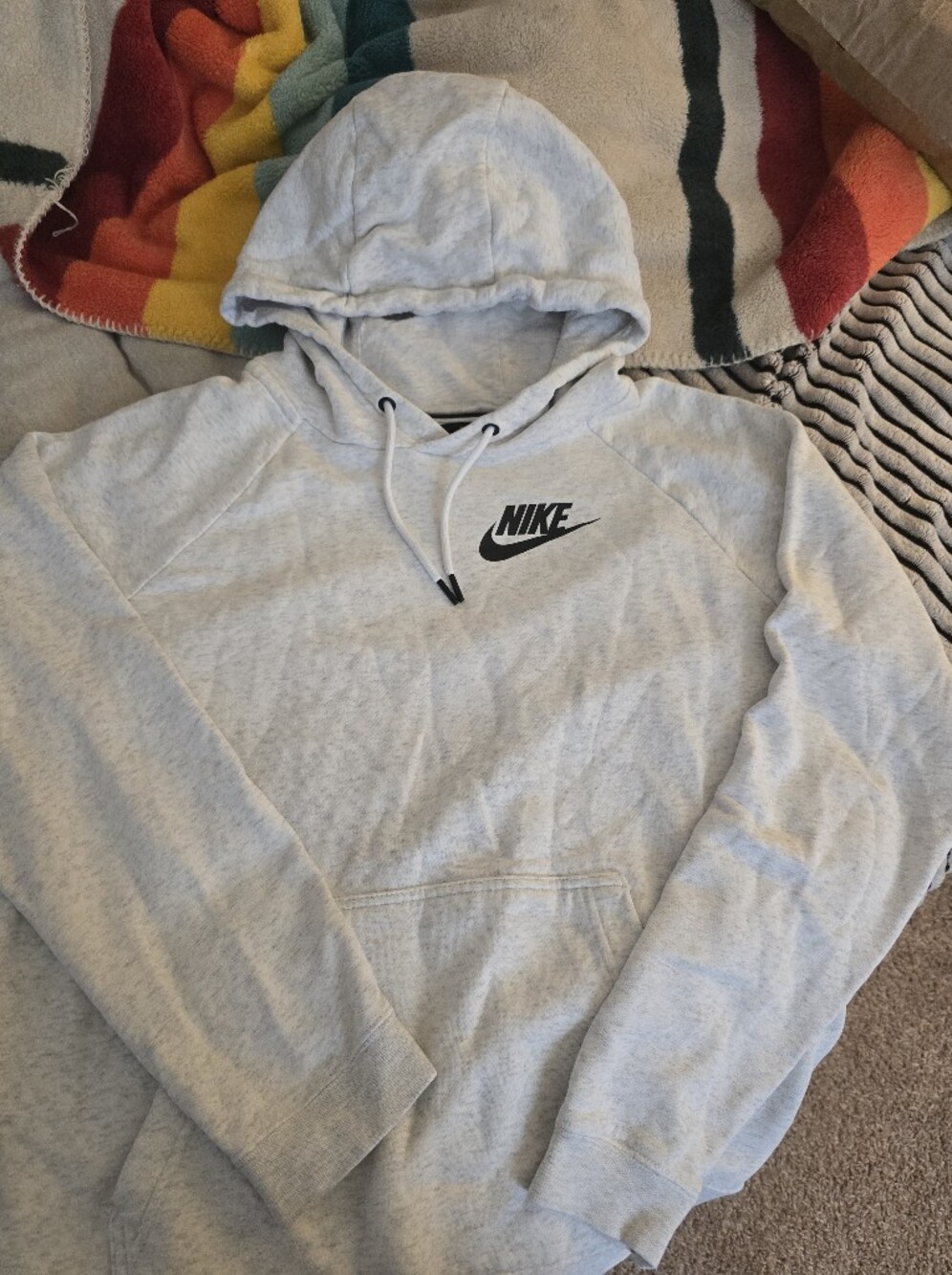 Nike Light Gray Sweatshirt Hoodie with Black Swoosh